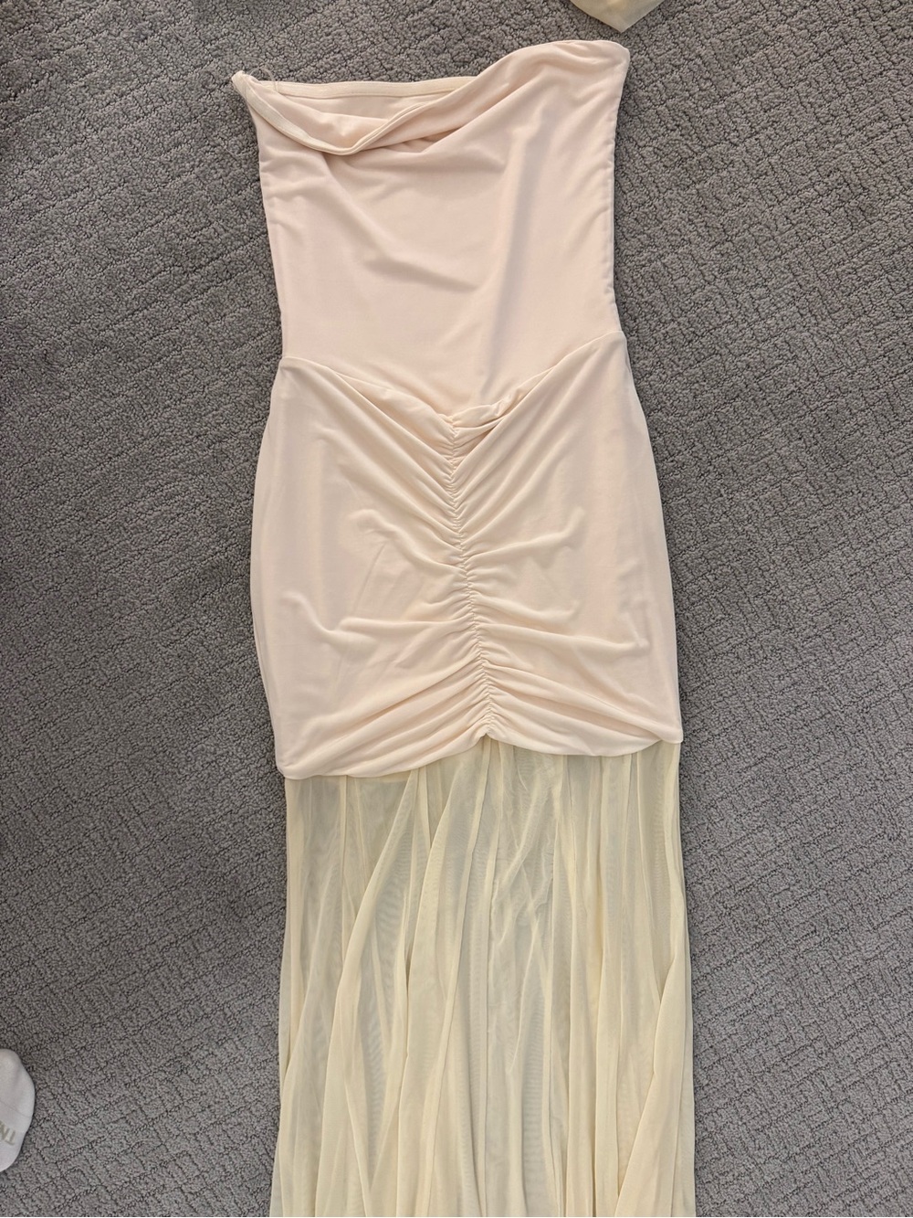 Meshki Ivory Off-Shoulder Mesh Maxi Dress - Picture 4 of 6